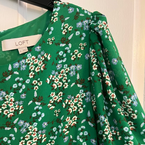 LOFT Green Flower Midi Dress - Picture 2 of 7